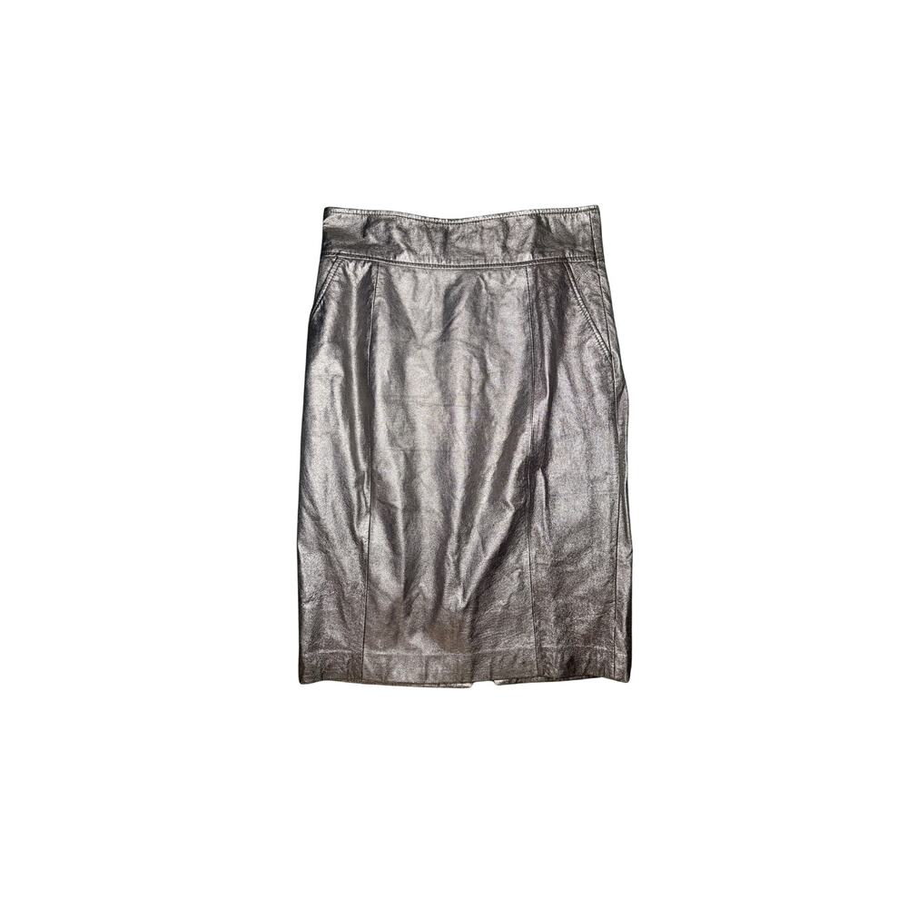 spiegel metallic leather midi skirt